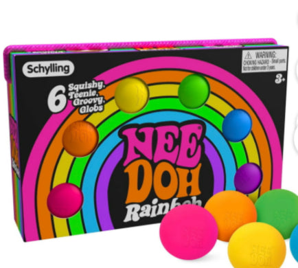 Nee Doh Rainboh six-pack of textured stress relief toys in assorted colors
