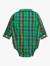 Load image into Gallery viewer, LS Button Down Bodysuit-Green Nicholas Plaid-Rugged Butts
