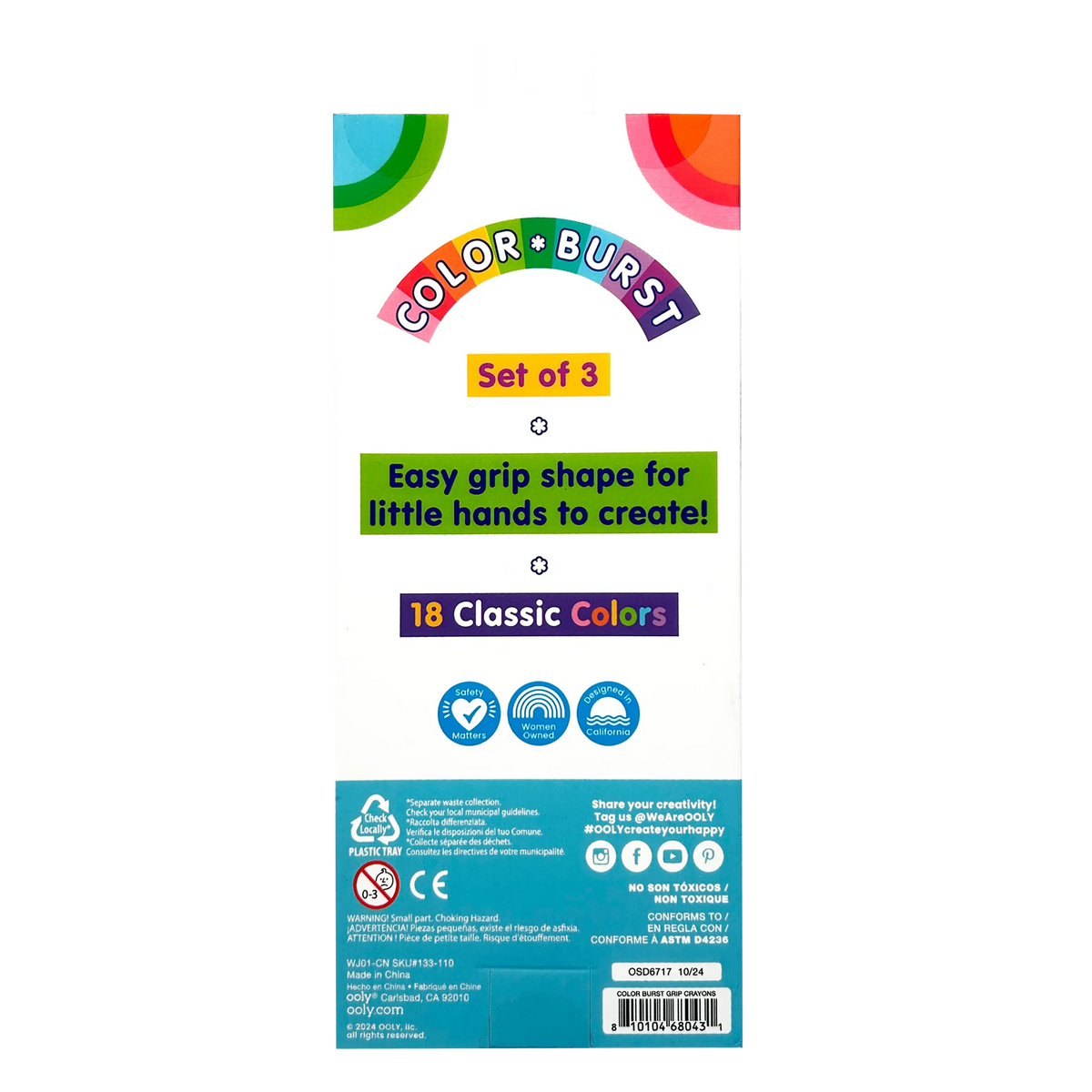 Color Burst: Grip Crayons, Set of 3-OOLY