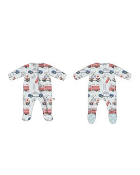 Lev Baby RV Ryan zippered footie in bamboo with heart-shaped grips and built-in mittens