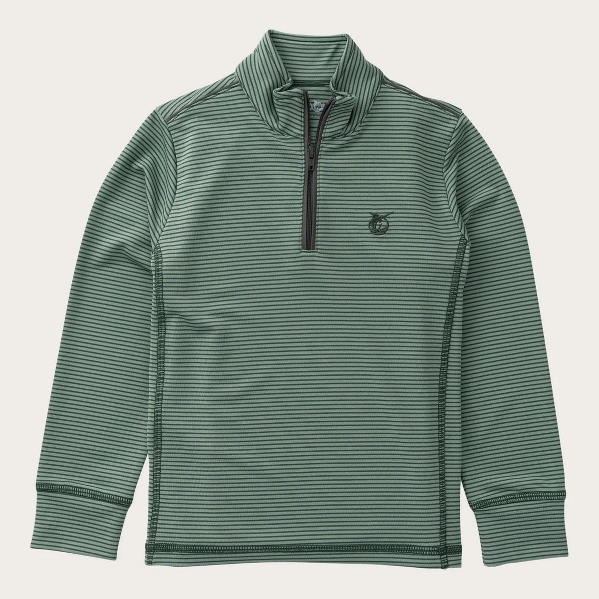 Performance 1/4 Zip Pullover - Camping Green Stripe