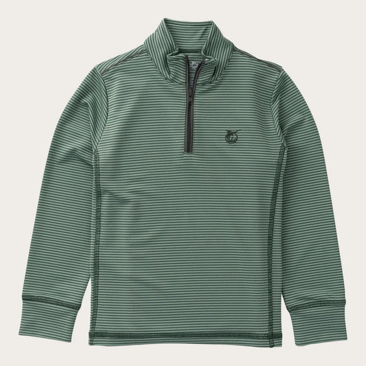 Performance 1/4 Zip Pullover - Camping Green Stripe