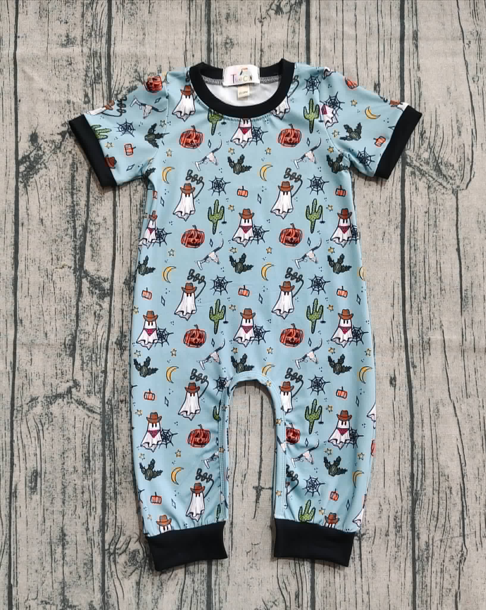 Ghostly Friends Infant Romper in natural tones by TWOCAN/Wellington, refined children's clothing