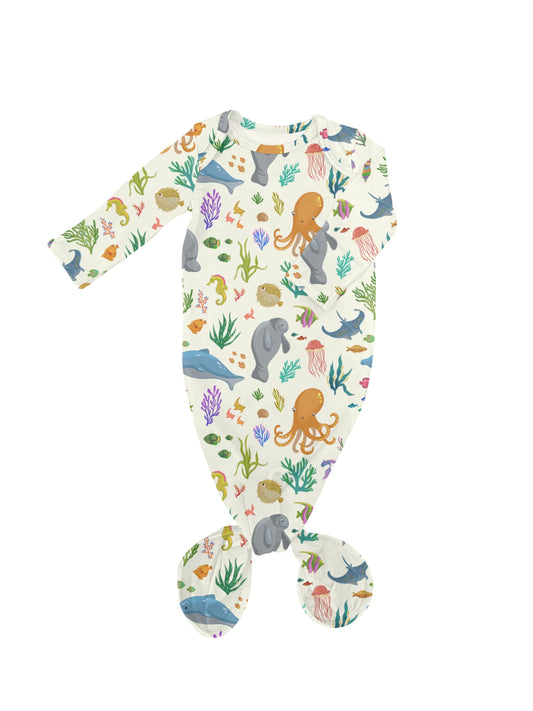 Knotted Infant Gown, Ocean Friends-Goosie