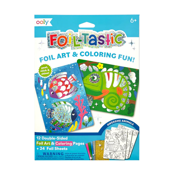 Foil-tastic by Ooly: foil art and coloring activity kit with double-sided pages and decorative foil sheets