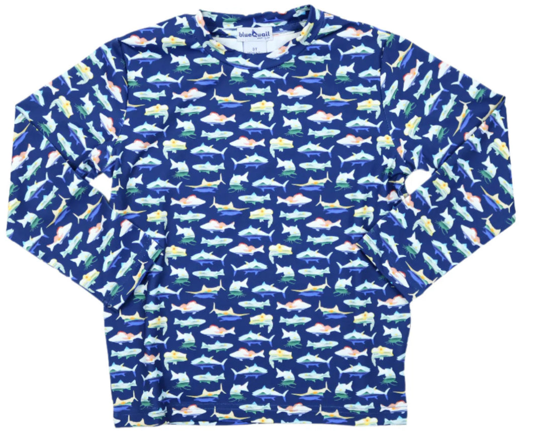 Catch of the Day LS Performance Tee-Blue Quail