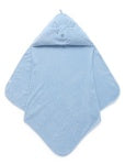 Hooded bear towel in organic cotton with 3D ear detail, 80cm square, perfect for bath time