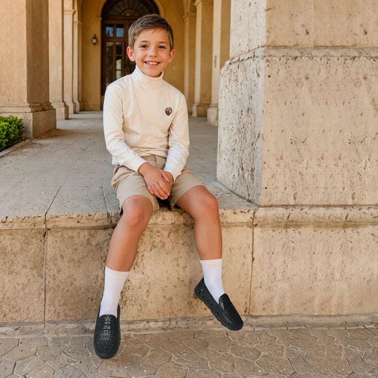 Prodigy Driver patent black loafers by Floafers with glossy finish and ventilated EVA foam construction