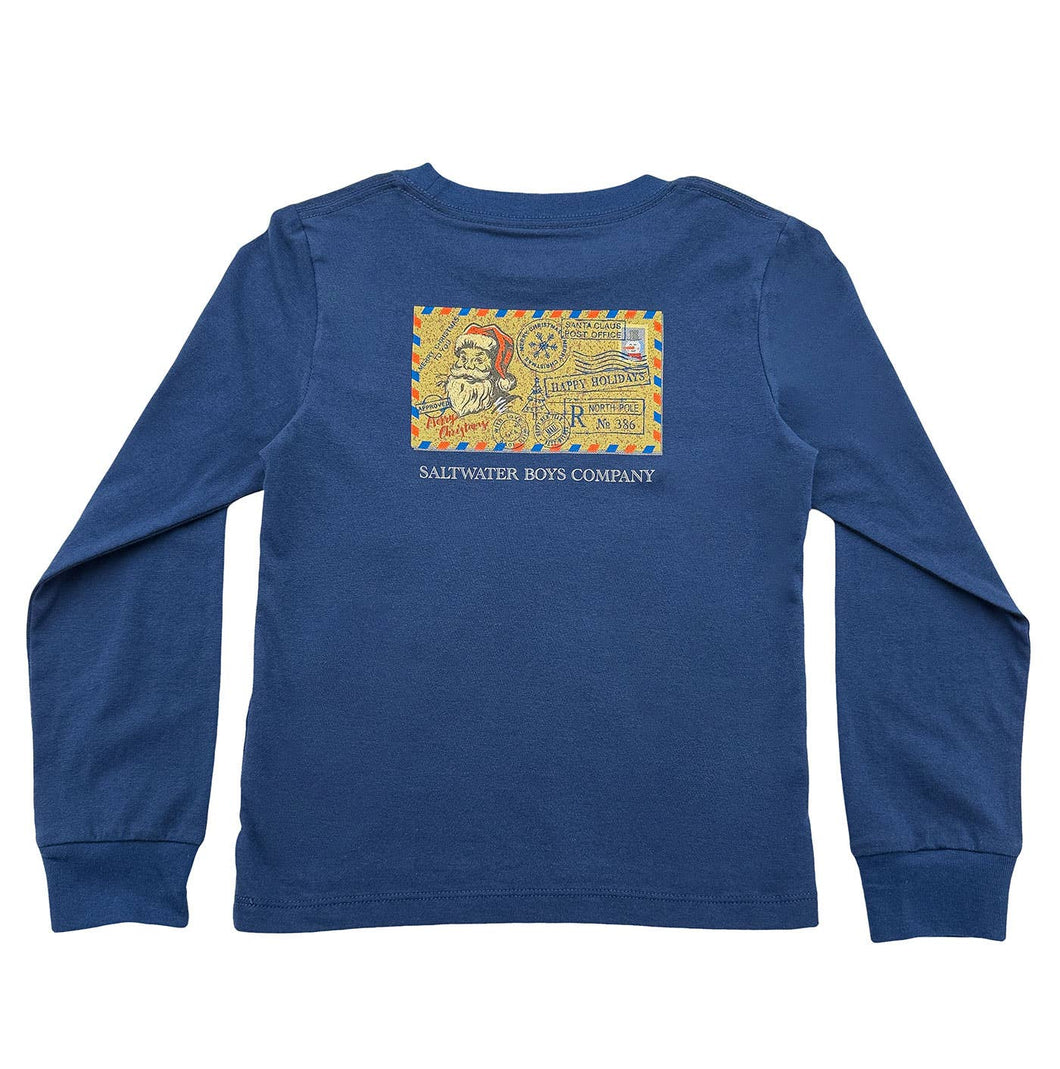 Saltwater Boys Company - Boys Christmas Postcard graphic tee LS- Blue