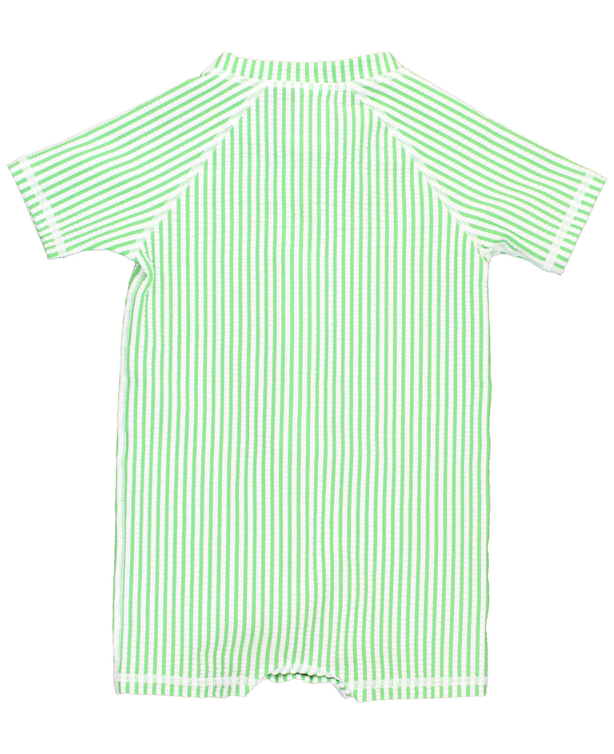 RuggedButts - Baby Boys Spring Green Seersucker Short Sleeve One Piece Rash Guard Swimsuit