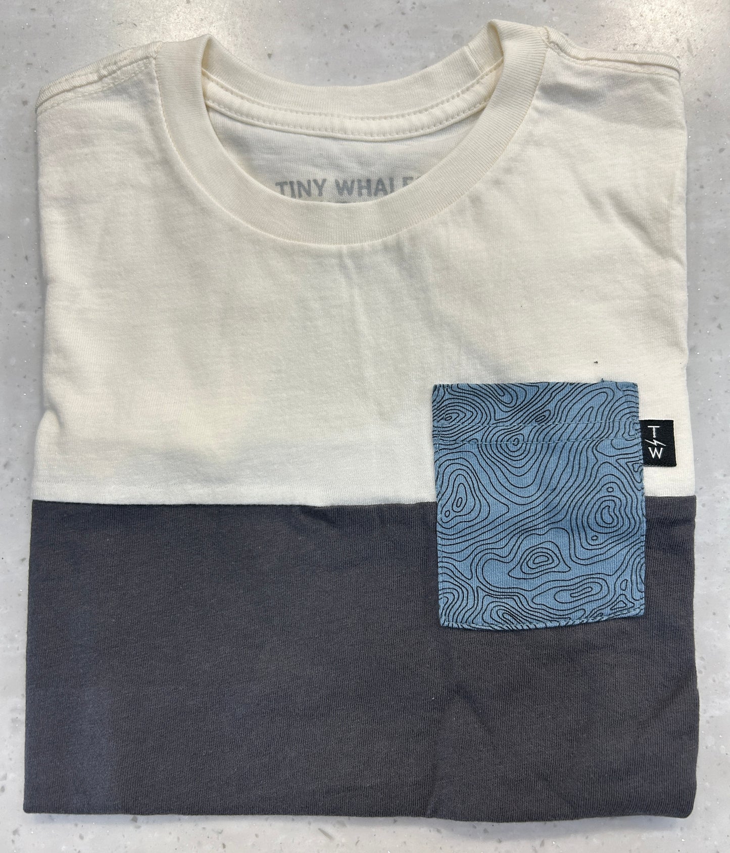 Field Guide Tee in blue and natural from Tiny Whales, featuring understated design and premium craftsmanship.