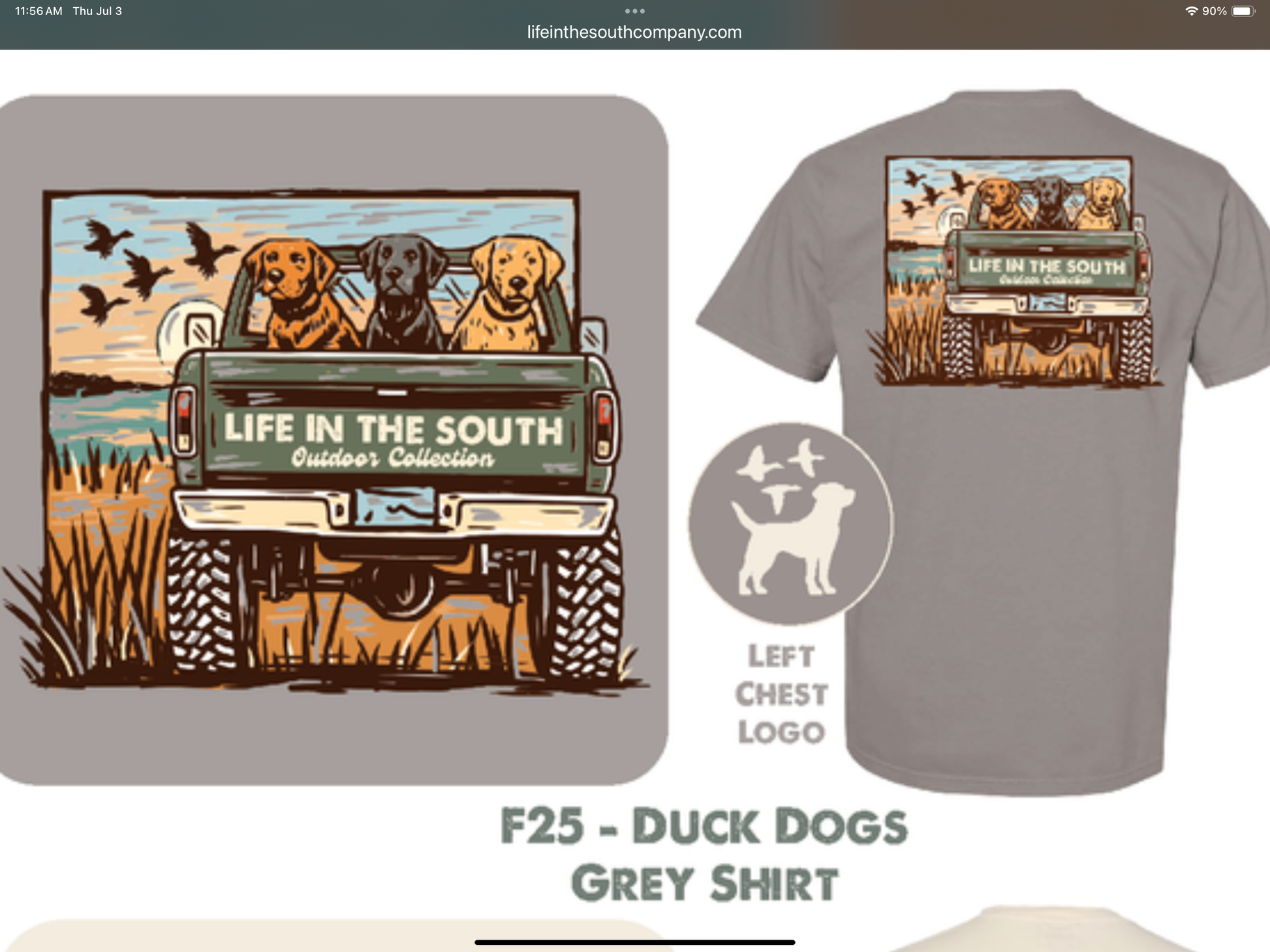 Grey short-sleeve toddler tee with duck dogs print by Life in the South