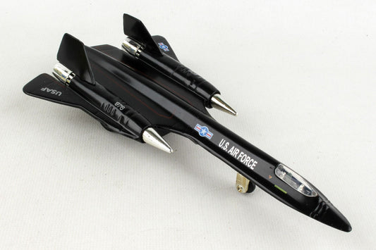SR-71 Blackbird pullback die-cast plane by Daron, approximately 10" long, matte dark finish