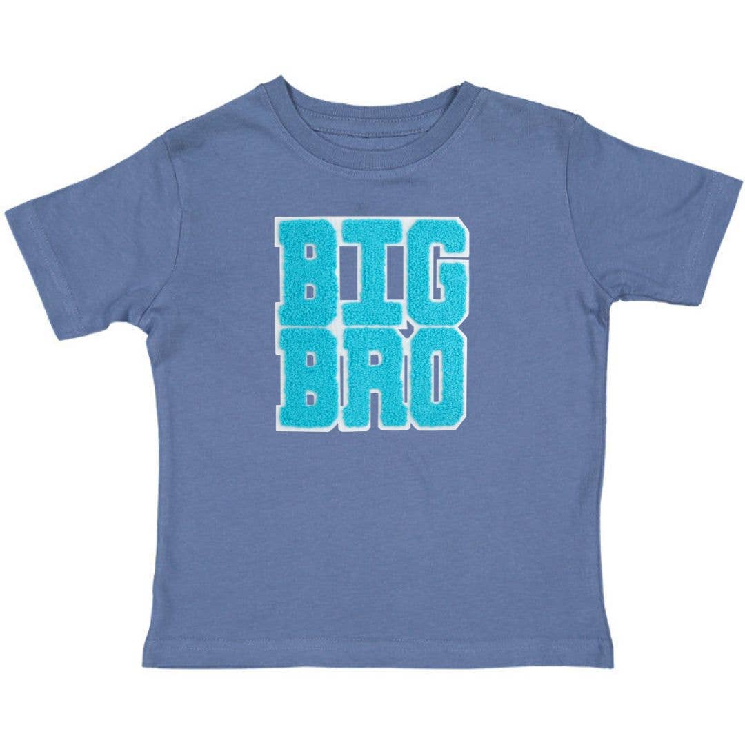 Big Bro Patch Short Sleeve T-Shirt in indigo with blue chenille patch by Sweet Wink
