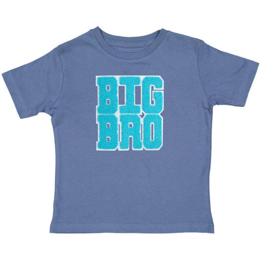Big Bro Patch Short Sleeve T-Shirt in indigo with blue chenille patch by Sweet Wink