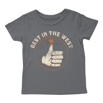 Faded black short-sleeve cotton t-shirt by Tiny Whales with water-based ink graphic, front view