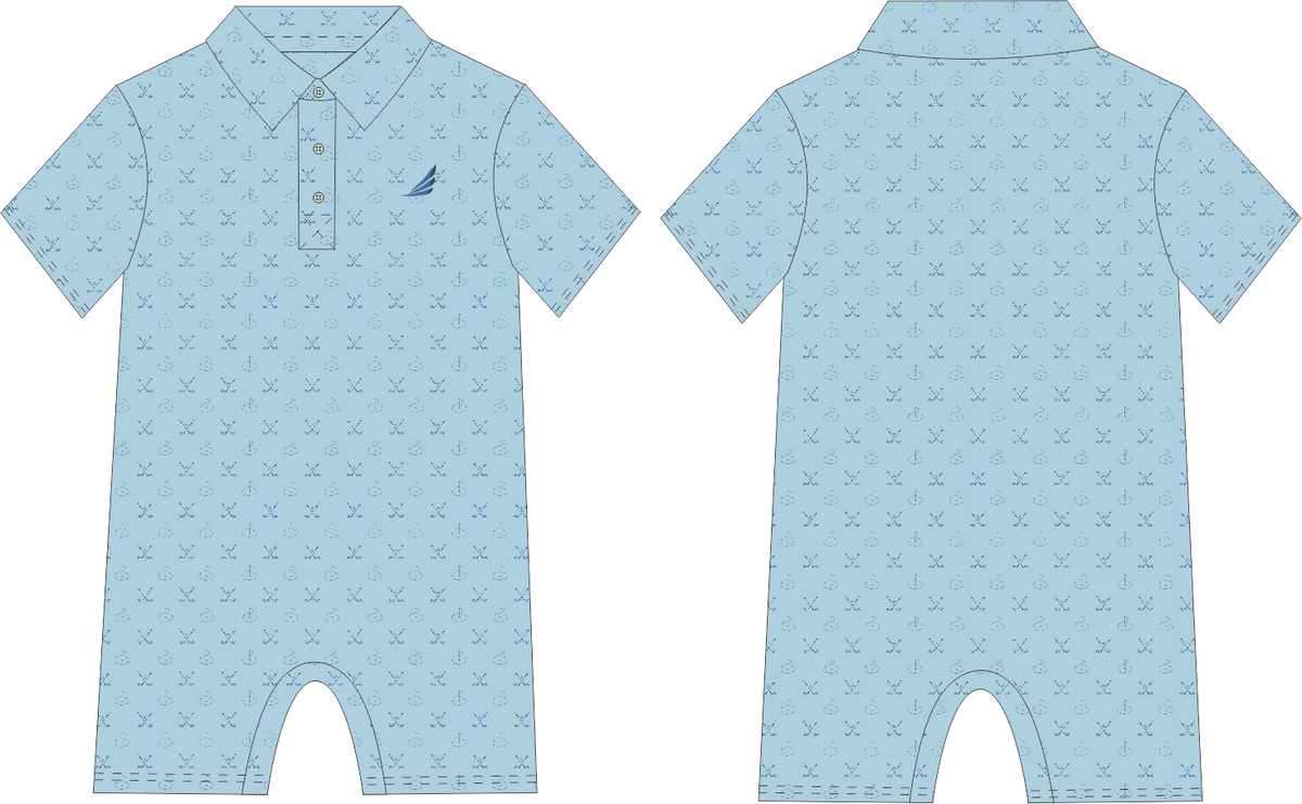 Banksy Romper-Blue Golf Clubs