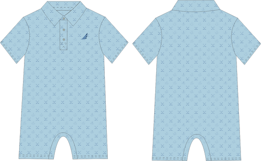 Banksy Romper-Blue Golf Clubs