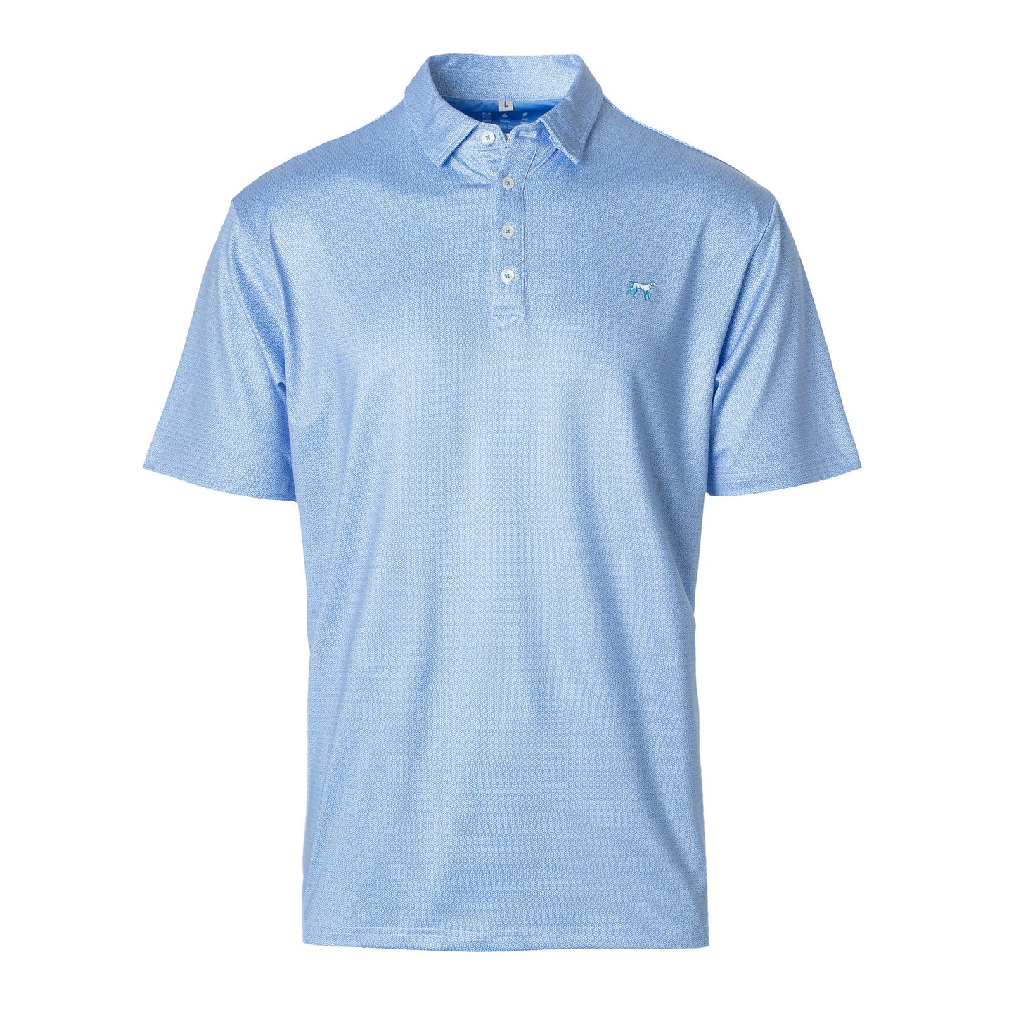 Fieldstone Diamond Polo in Light Blue, lightweight 4-way stretch performance fabric