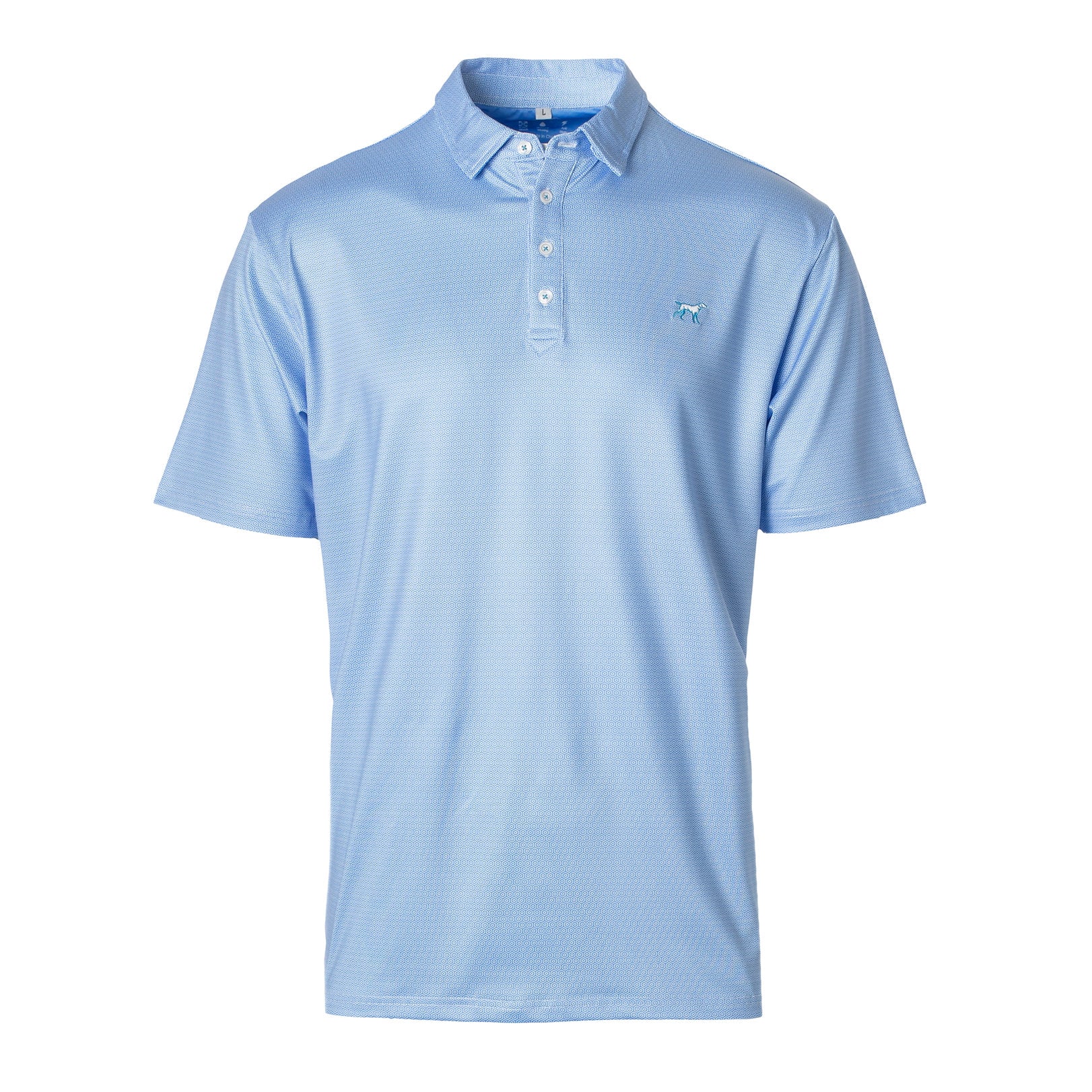 Fieldstone Diamond Polo in Light Blue, lightweight 4-way stretch performance fabric