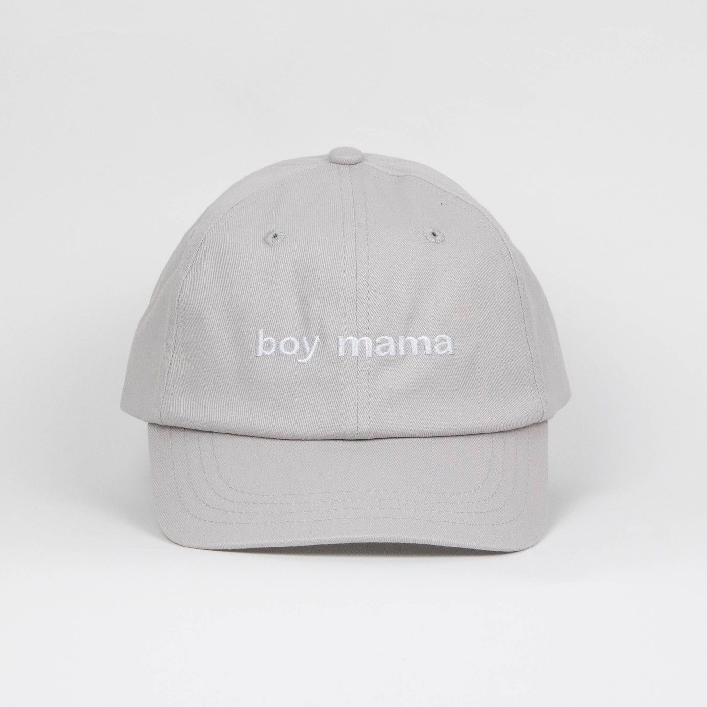 Boy Mama Embroidery Dad Cap in light gray by LĒ·LĀ·LŌ, structured baseball hat style