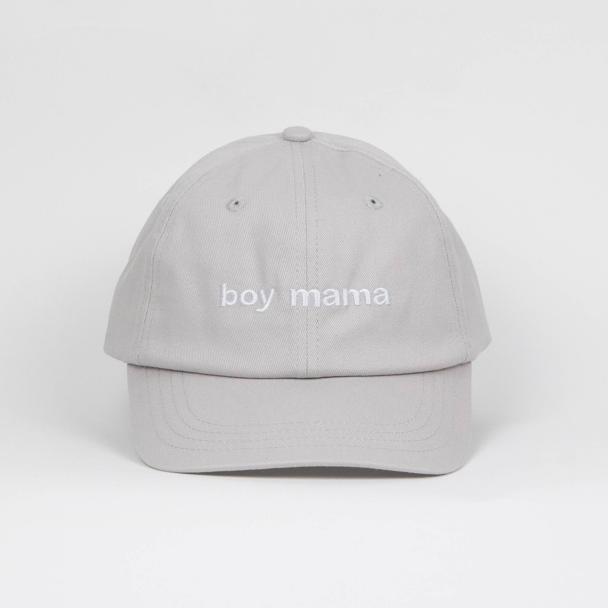 Boy Mama Embroidery Dad Cap in light gray by LĒ·LĀ·LŌ, structured baseball hat style