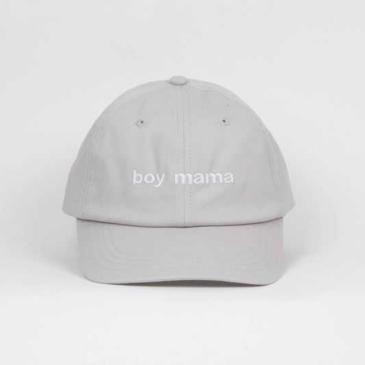 Boy Mama Embroidery Dad Cap in light gray by LĒ·LĀ·LŌ, structured baseball hat style