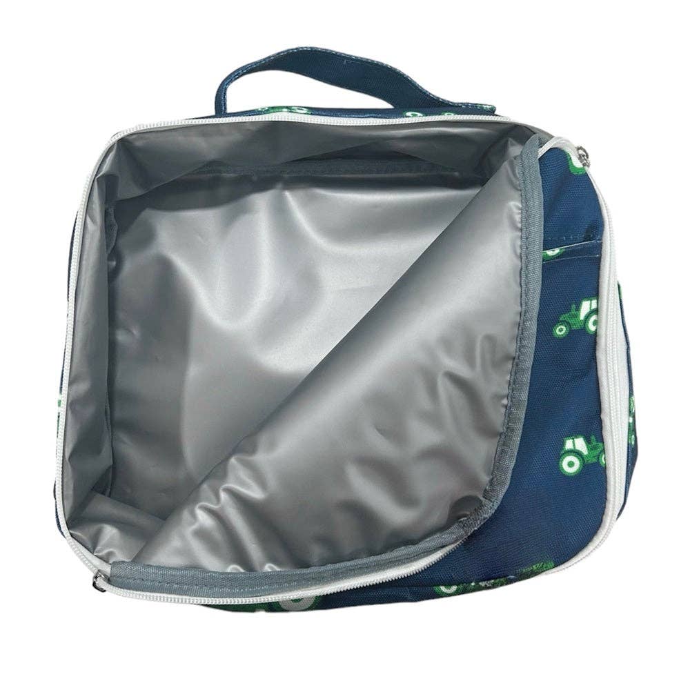 Boys Lunch Bag - Tractors on Navy
