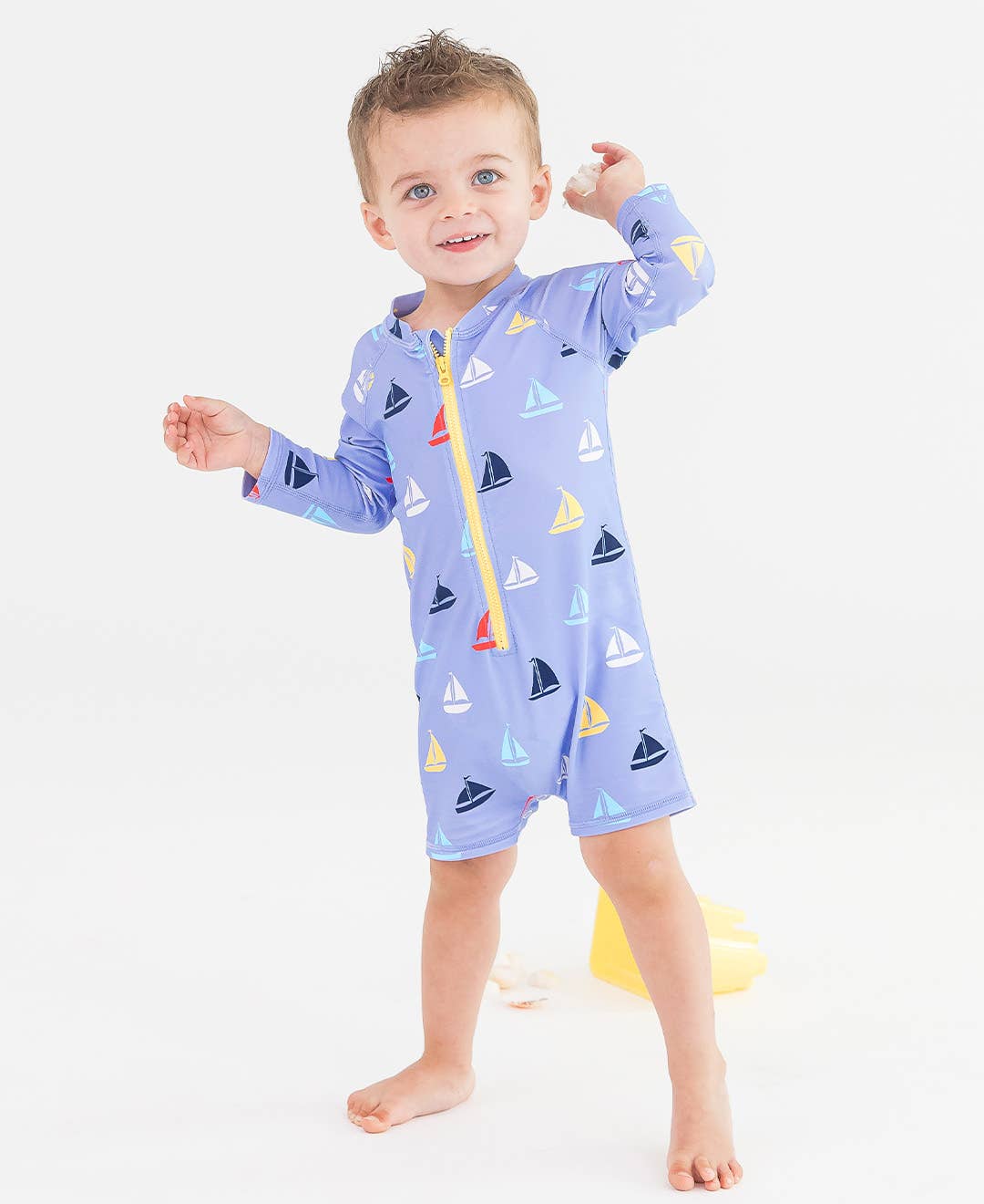 Down By The Bay Long Sleeve One Piece Rash Guard by RuffleButts + RuggedButts