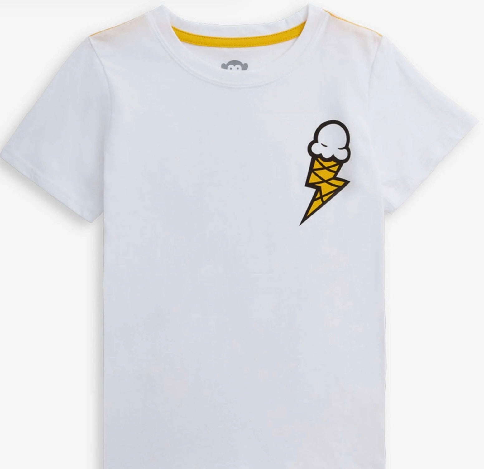 White crewneck short sleeve tee with skateboarding bigfoot graphic by Appaman