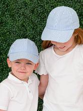 Load image into Gallery viewer, RuggedButts - Kids Classic Blue Seersucker Baseball Hat

