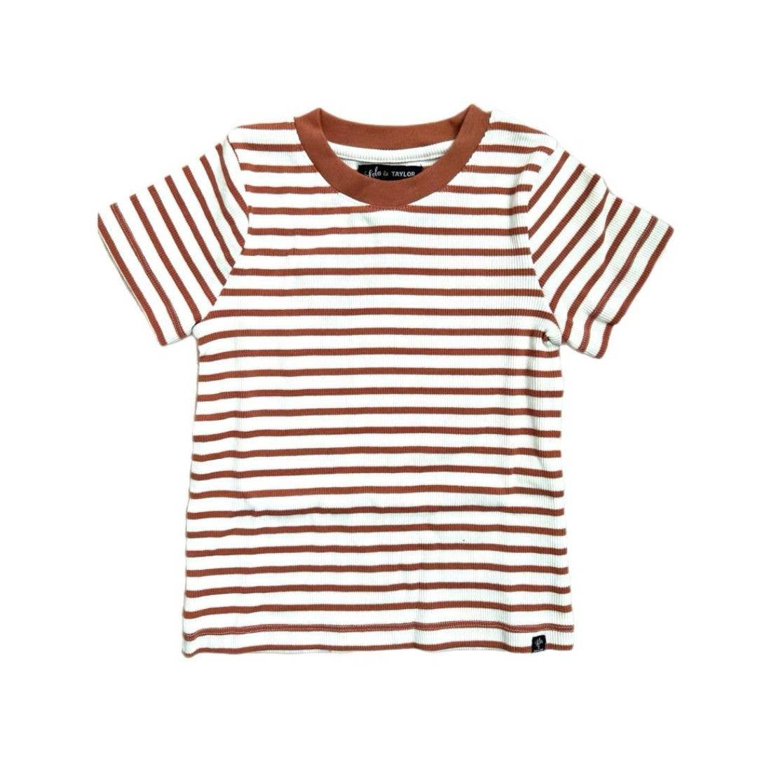 Unisex Baby T-Shirt - Terracotta Stripe: 12-18 Momnths