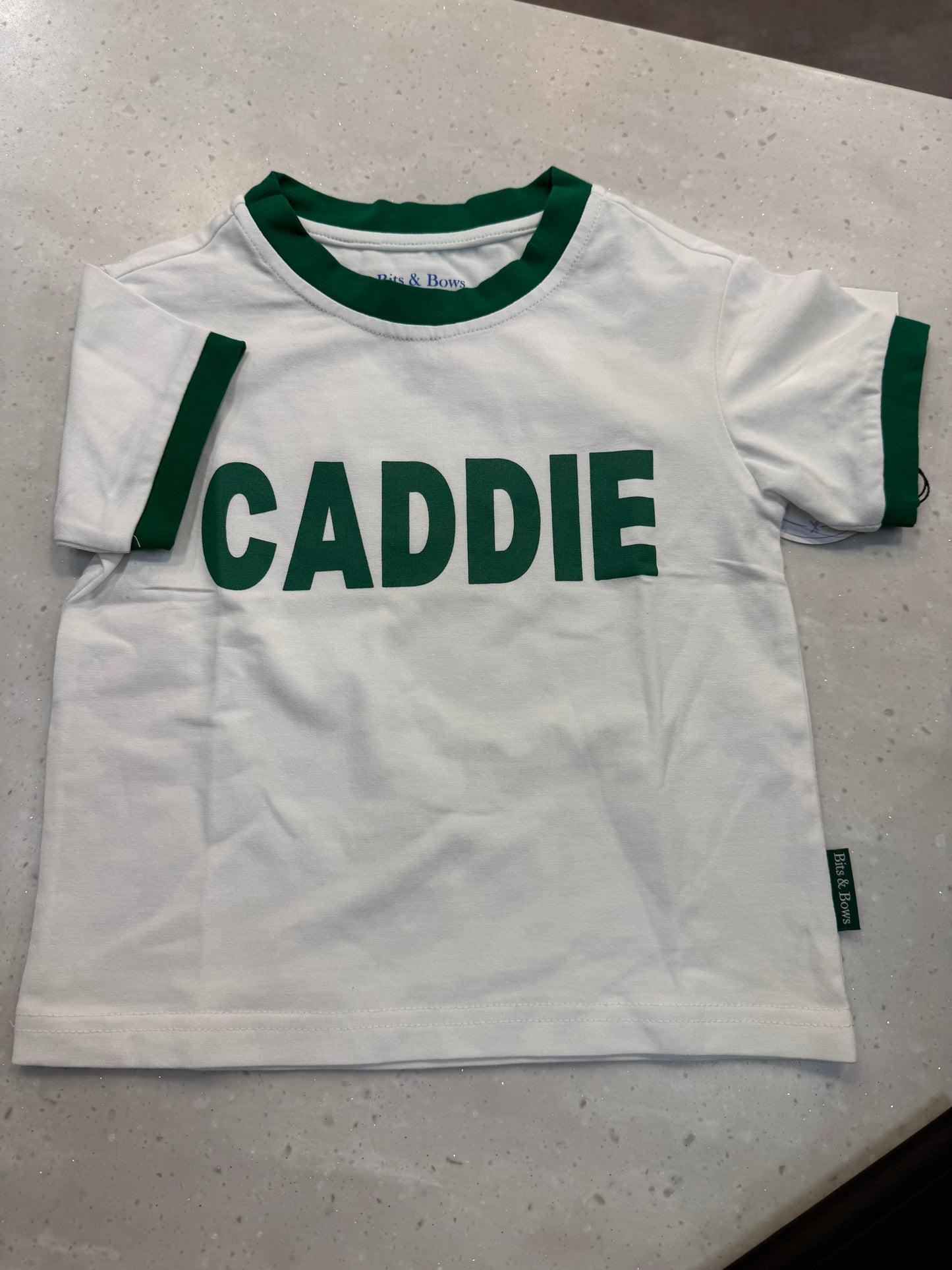 Caddy White Tee w/ Green Trim