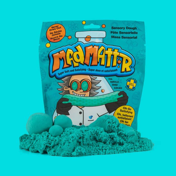 Quantum Pack 10oz Teal sensory dough by Mad Mattr in container