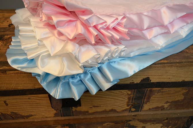 Satin Trim Baby Blanket: Solid Blue