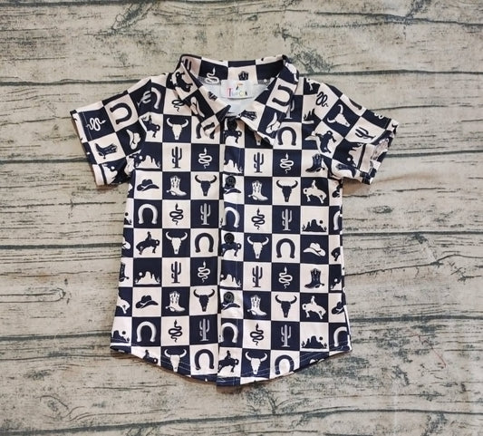 Western Checkerboard Button Up & Romper-TwoCan/Wellington
