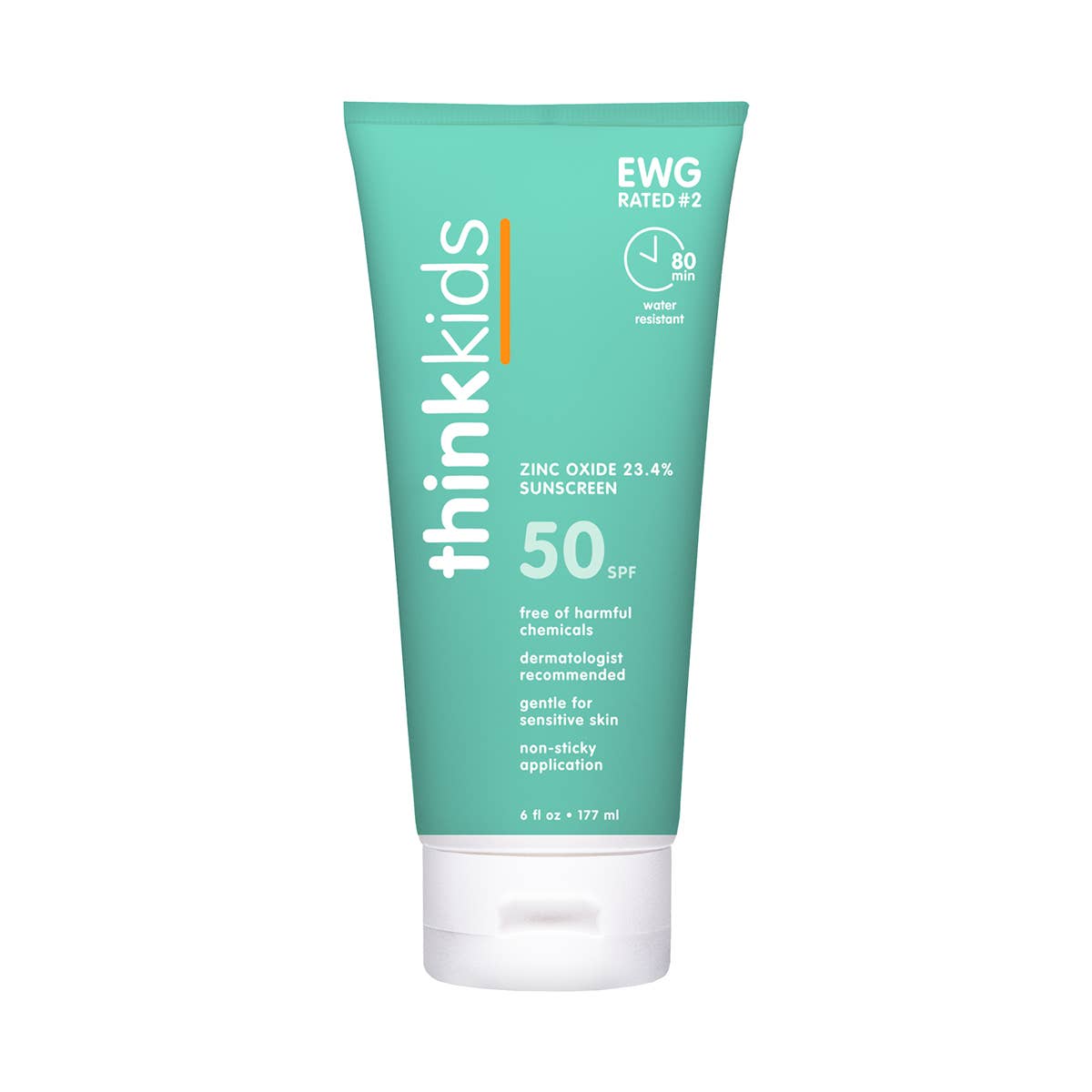 Thinksport Kids Sunscreen SPF 50+, 6 oz bottle—clean, EWG-rated sun protection