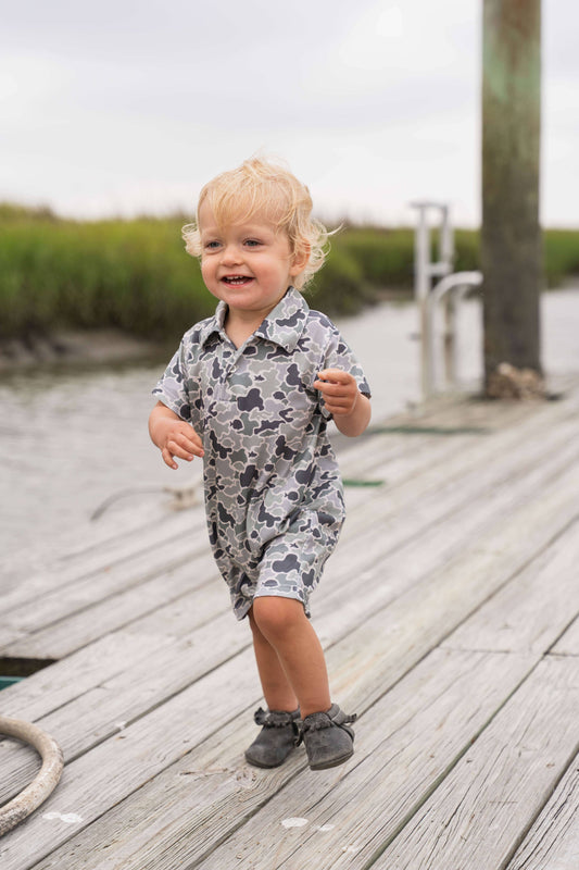 Saltwater Boys - Pima Polo SS Romper Camo