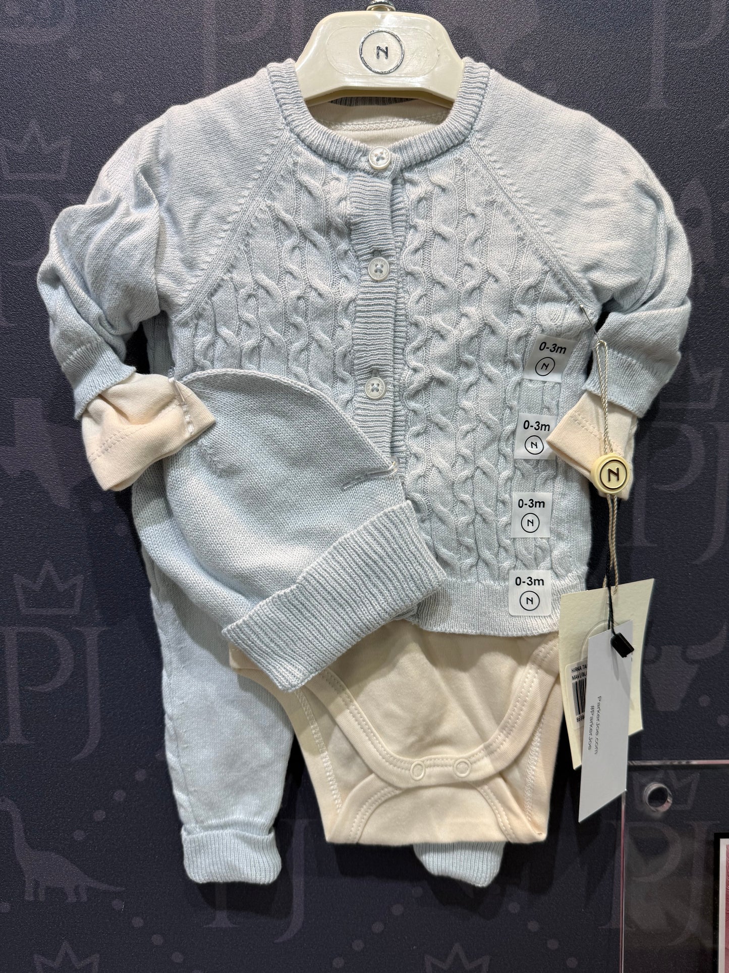 RV Nipperland-Baby knitted set in light blue, heirloom-quality design