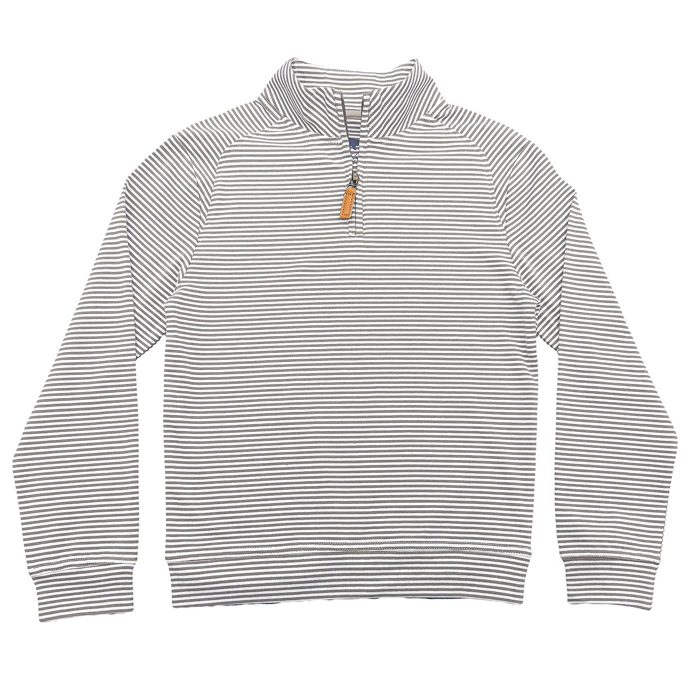 Boys Collins Quarter Zip Pullover in khaki stripe by Saltwater Boys