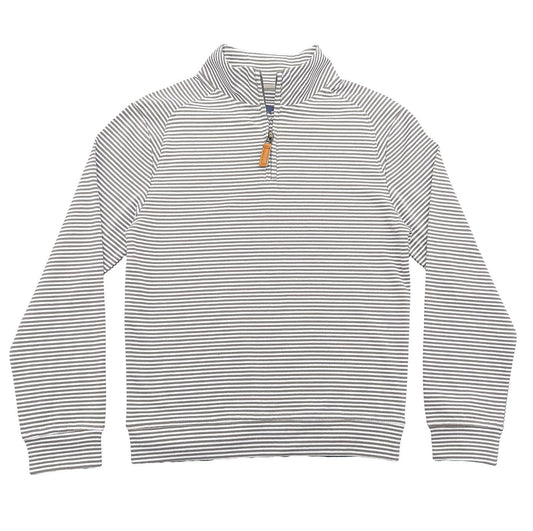 Boys Collins Quarter Zip Pullover in khaki stripe by Saltwater Boys