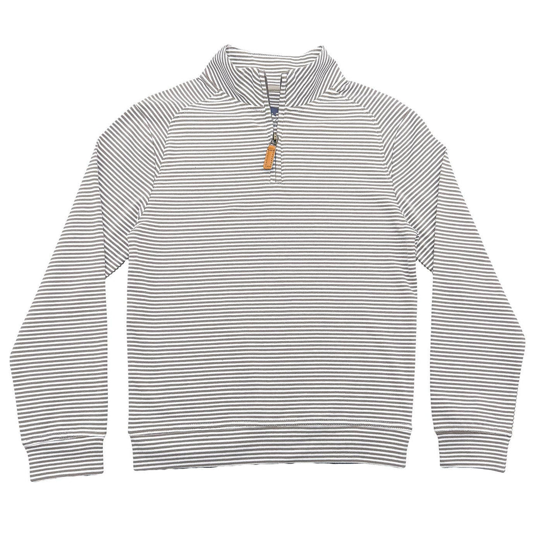 Saltwater Boys Company - Boys Collins Quarter Zip- Khaki Stripe