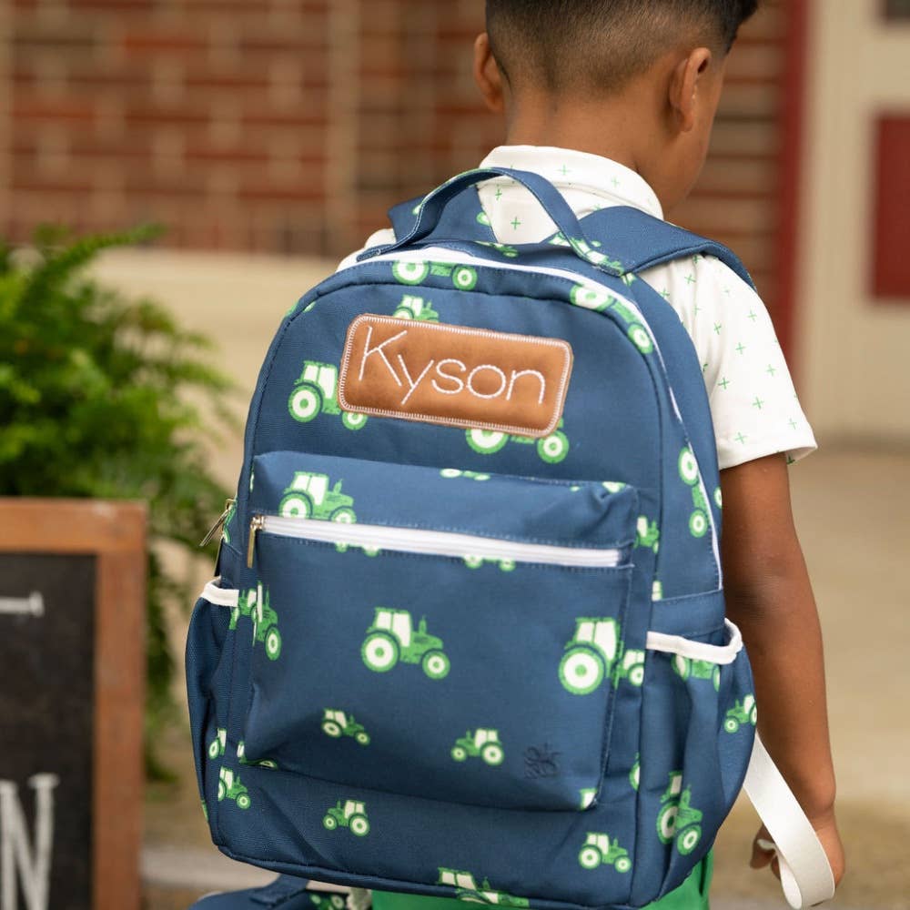 Boys Backpack - Kids School Bag - Tractors on Navy