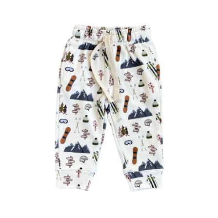 Baby Sprouts Winter Ski Joggers in soft bamboo terry with drawstring and functional pockets