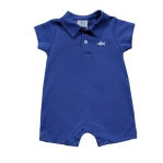 Navy Pima cotton polo romper by Saltwater Boys with refined styling