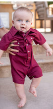 Load image into Gallery viewer, Gameday Pearl Snap Romper-Blue Quail
