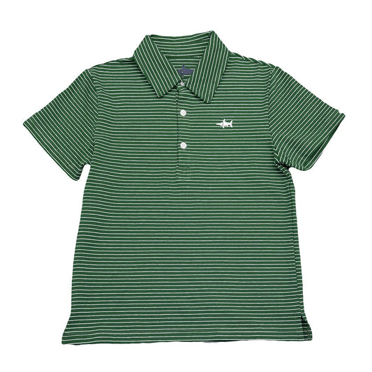 Banks Boys SS Polo Green/White Stripe