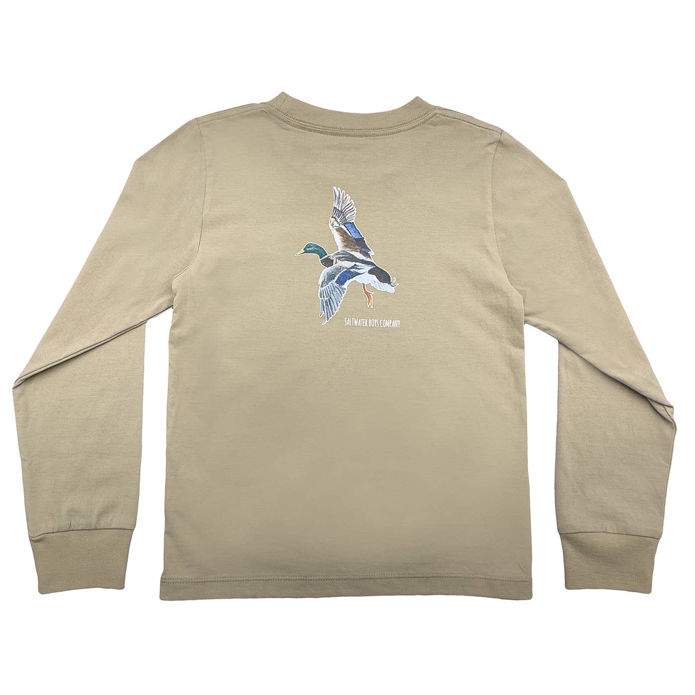 Boys long-sleeve graphic tee in taupe, Saltwater Boys, 100% Peruvian cotton