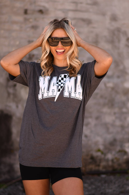 Mama Checkered Bolt Tee