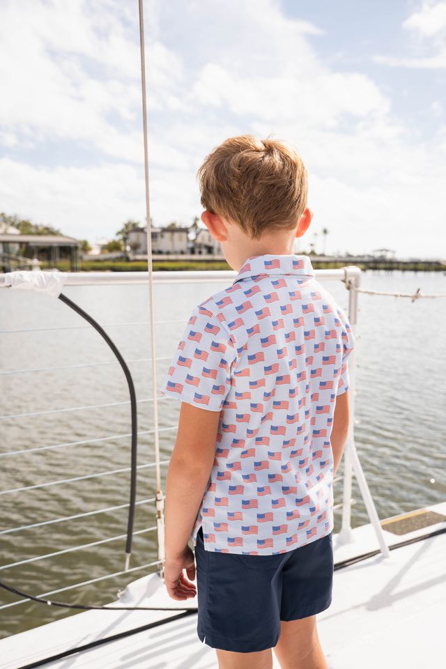 Inshore Boys Performance SS Polo-Flags